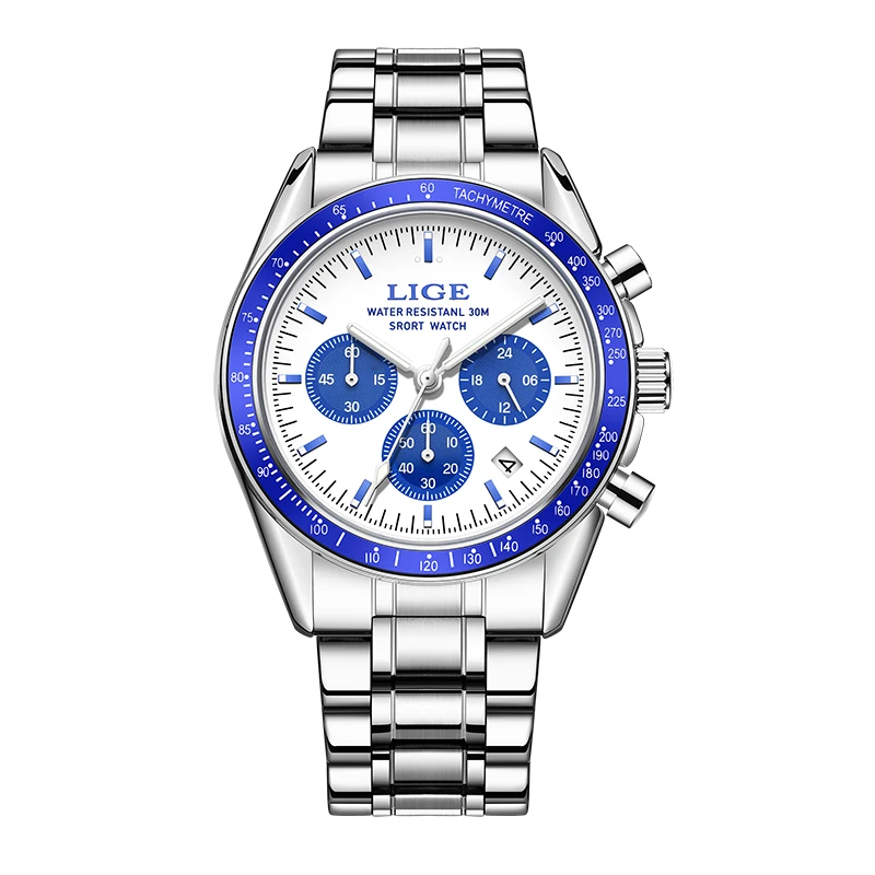LIGE Top Brand Luxury Men Watches Luminous Calendar Business Quartz Watch Mens Sports Waterproof Stainless Steel Man Wristwatch image 3