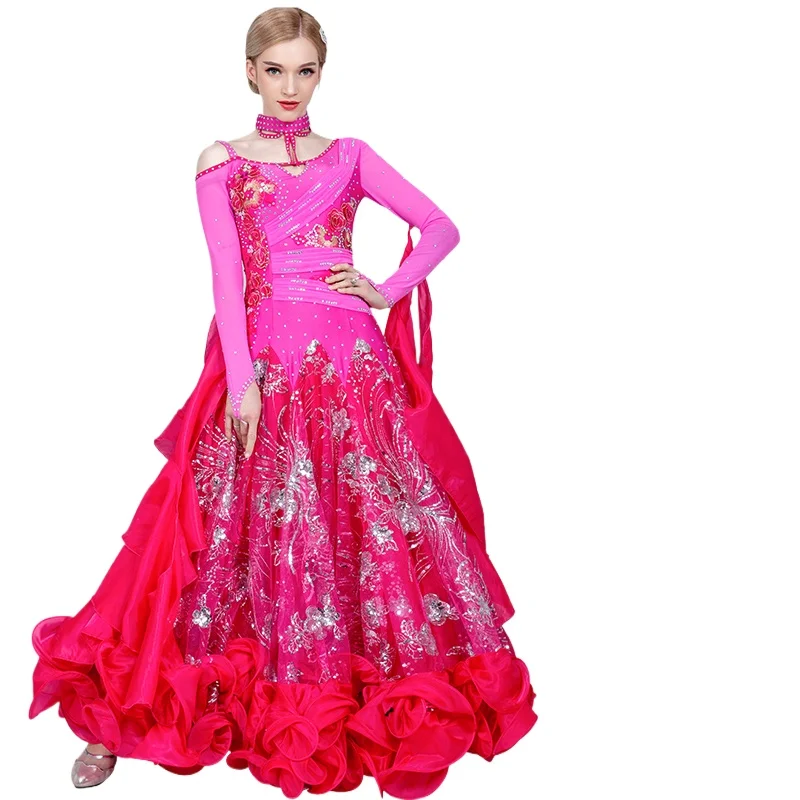 2025 New Modern  Competition Dress Large Swing Dress Waltz Ballroom Dance Ballroom Dance Group Performance Costume