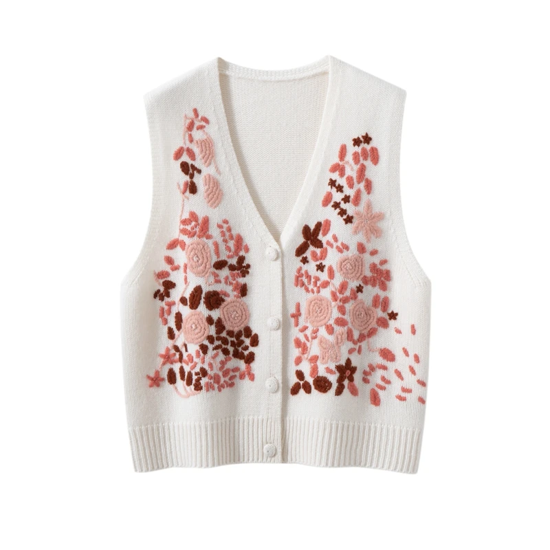 

100% кашемировый жилет в китайском стиле, свитер, осенне-зимний пуловер с v-образным вырезом, трикотаж без рукавов, базовая элегантная женская одежда, топы