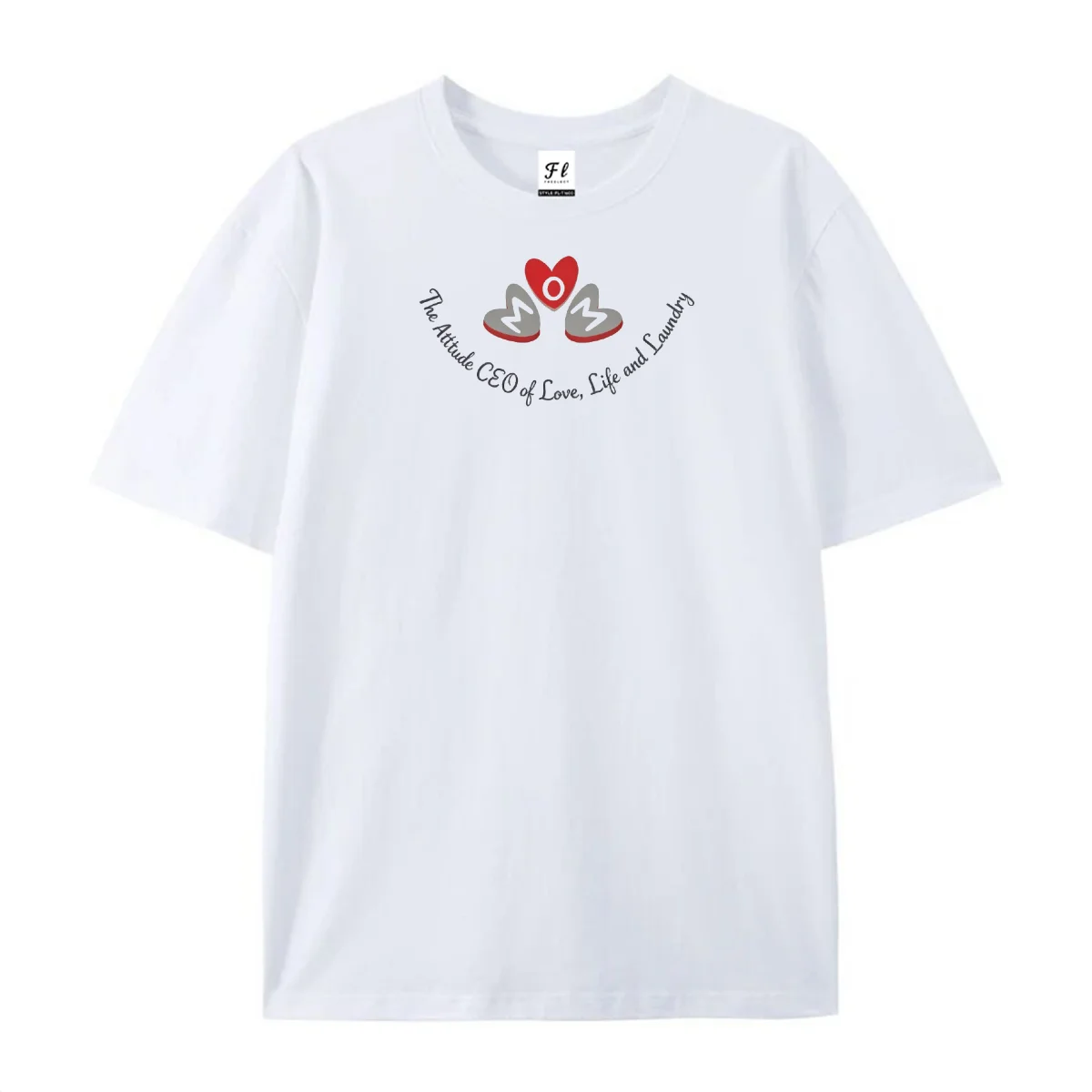 Mom CEO Of Love Life And Laundry Graphic T‑Shirt Heart Letter Print Crew Neck Short Sleeve Tops Mother’s Day Gift Casual Tees