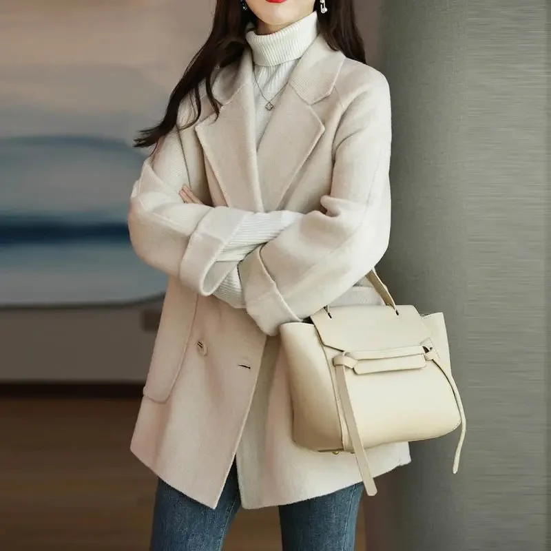 

Простые женские куртки, двубортный женский пиджак, шерстяное и смесовое пальто, осенняя повседневная зимняя одежда с длинными рукавами, хит продаж 2023 года, модная одежда