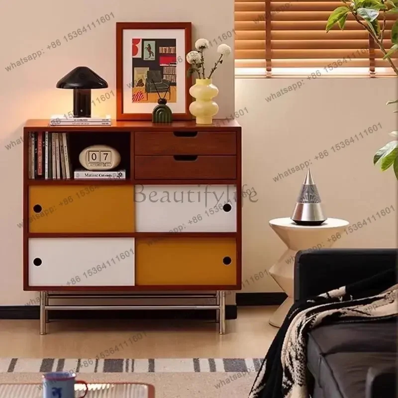 Best Sellers Contrasting Color Dinning Room Cabinet Sliding Door Artist Matching Living Room Cabinet Bookcase Home Furniture Arm