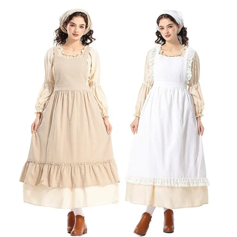 

Halloween Adult Maid Costume Country Style Farm Outfit Medieval Masquerade Party Performance Clothes Ladies Traditional Chine...