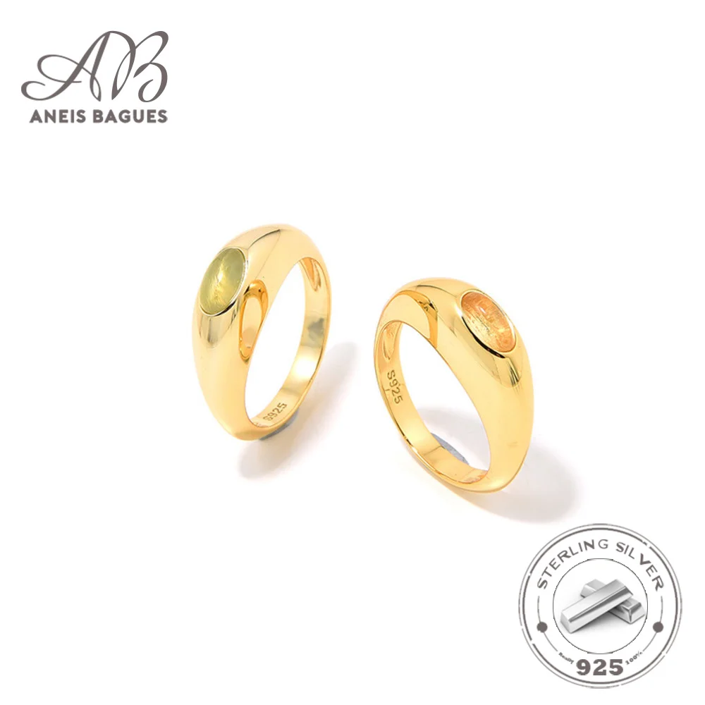 Aneis Bagues Luxury Natural Crystal Green Grape Stone Women's Ring Real 925 Sterling Silver With 18K Gold Plated Fine Jewelry