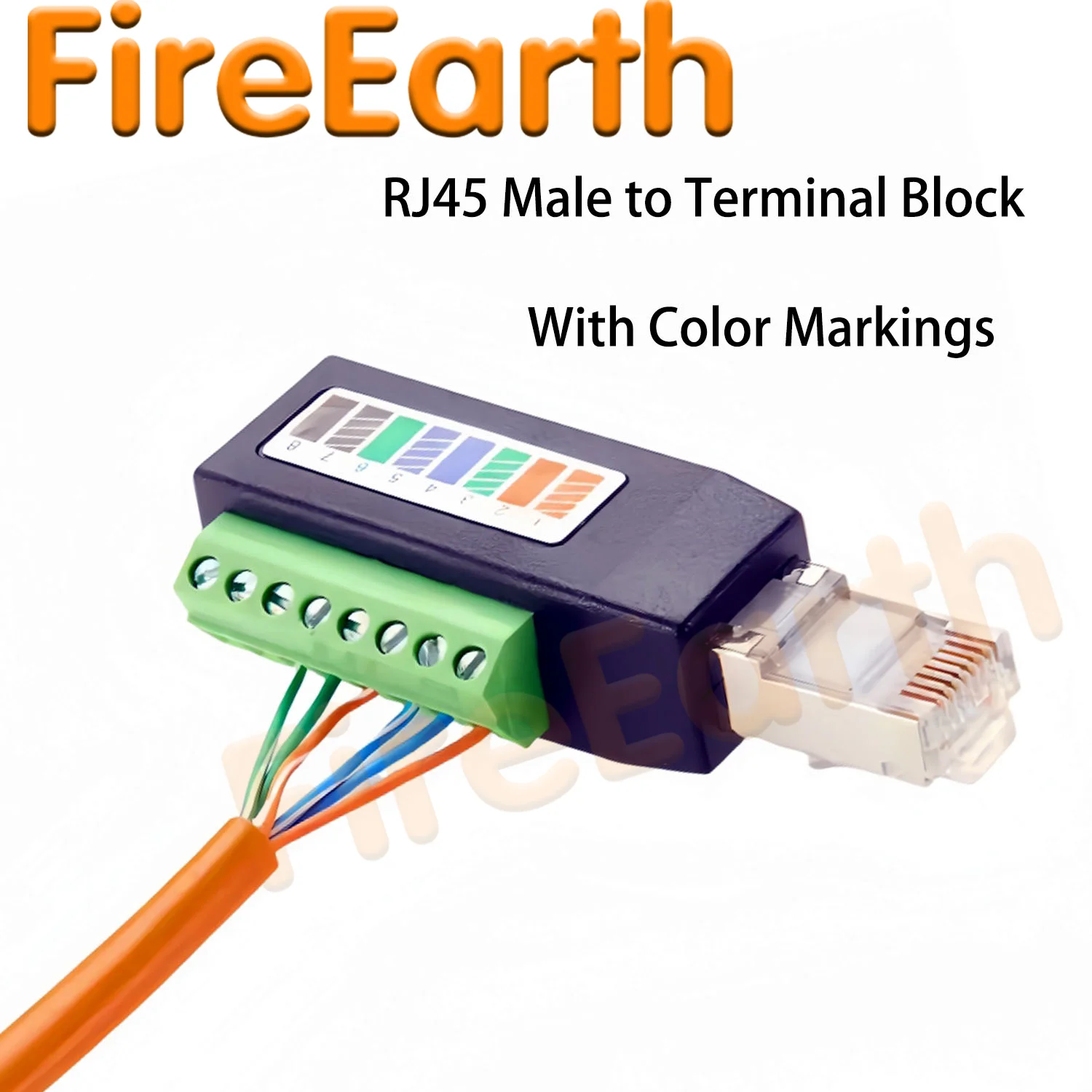 RJ45 Screw Terminal Breakout Board Adapter,RJ45 Male to 8 Pin Screw Terminal Connector, 8P8C Ethernet Adapter for Cat5, Cat6