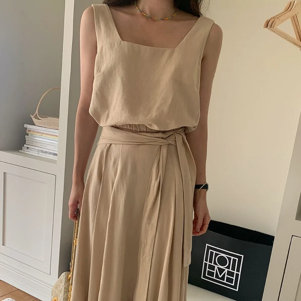 Feminino verão vintage férias saia combinando conjunto 2 duas peças conjuntos gola quadrada colheita topos e saias de bandagem de cintura alta 2025