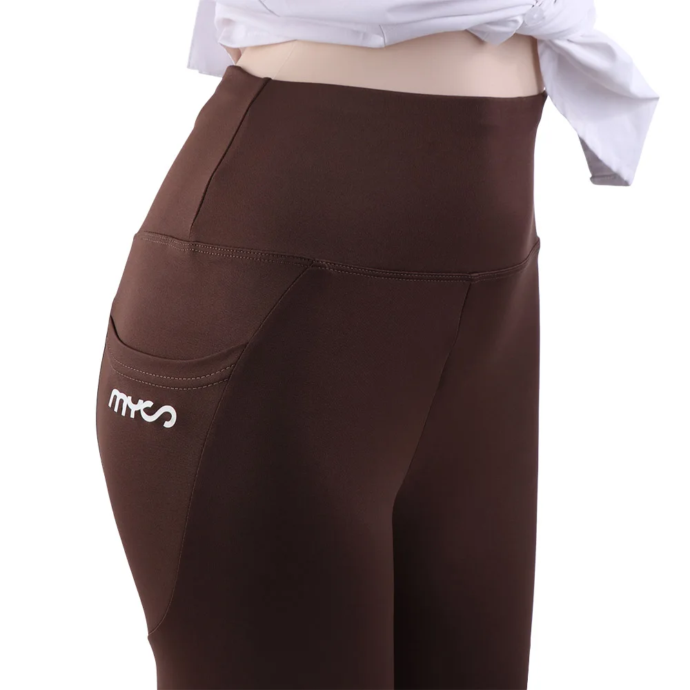 Soft High Waist Women Leggings with Pocket Tight Elastic Jogging Women's Capri Pants Breathable Seamless Shapewear Running