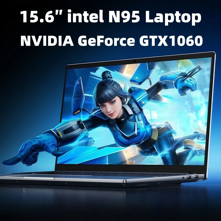 แล็ปท็อปเกมมิ่งขนาด 15.6 นิ้ว Intel N95 GTX1060 คอมพิวเตอร์พกพา โน้ตบุ๊กพีซี แรม 32GB DDR4  SSD 1TB  สำหรับเกมเมอร์ ระบบปฏิบัติการ Windows 11 คีย์บอร์ดเรืองแสง