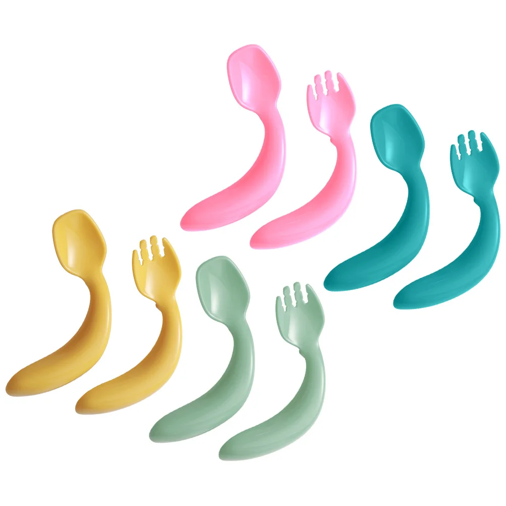 

Научитесь ести Вилка Ложка Ложки для малышей Инструмент для еды ребенка Вилки Детские столовые приборы Гибкие