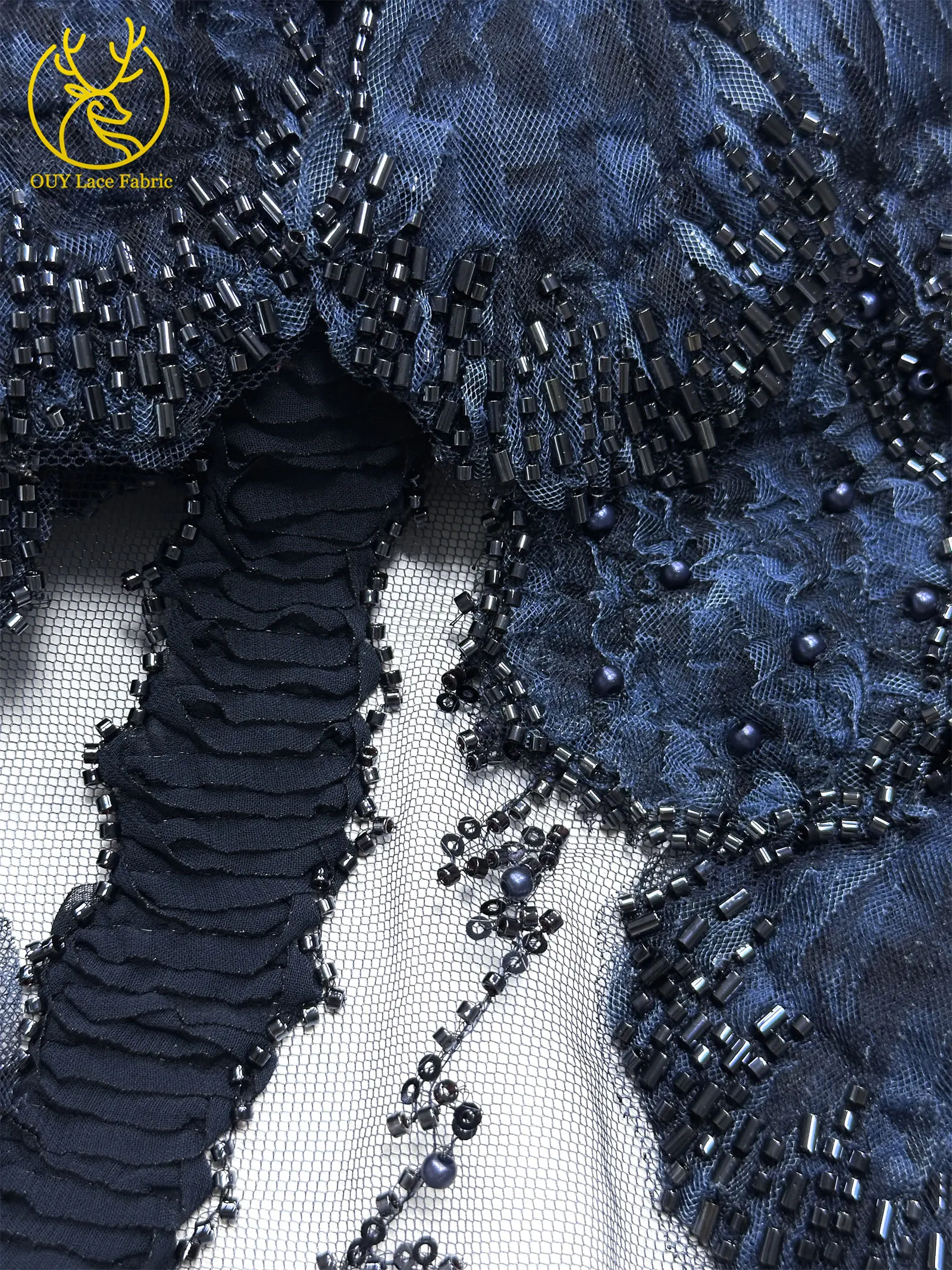 3D Mode Französisches Hochzeitskleid Mesh-Stickerei Pailletten Spitzenstoff Afrikanischer Nigerianischer Perlen-Spitzenstoff Brautkleid Partykleid – Detail 23