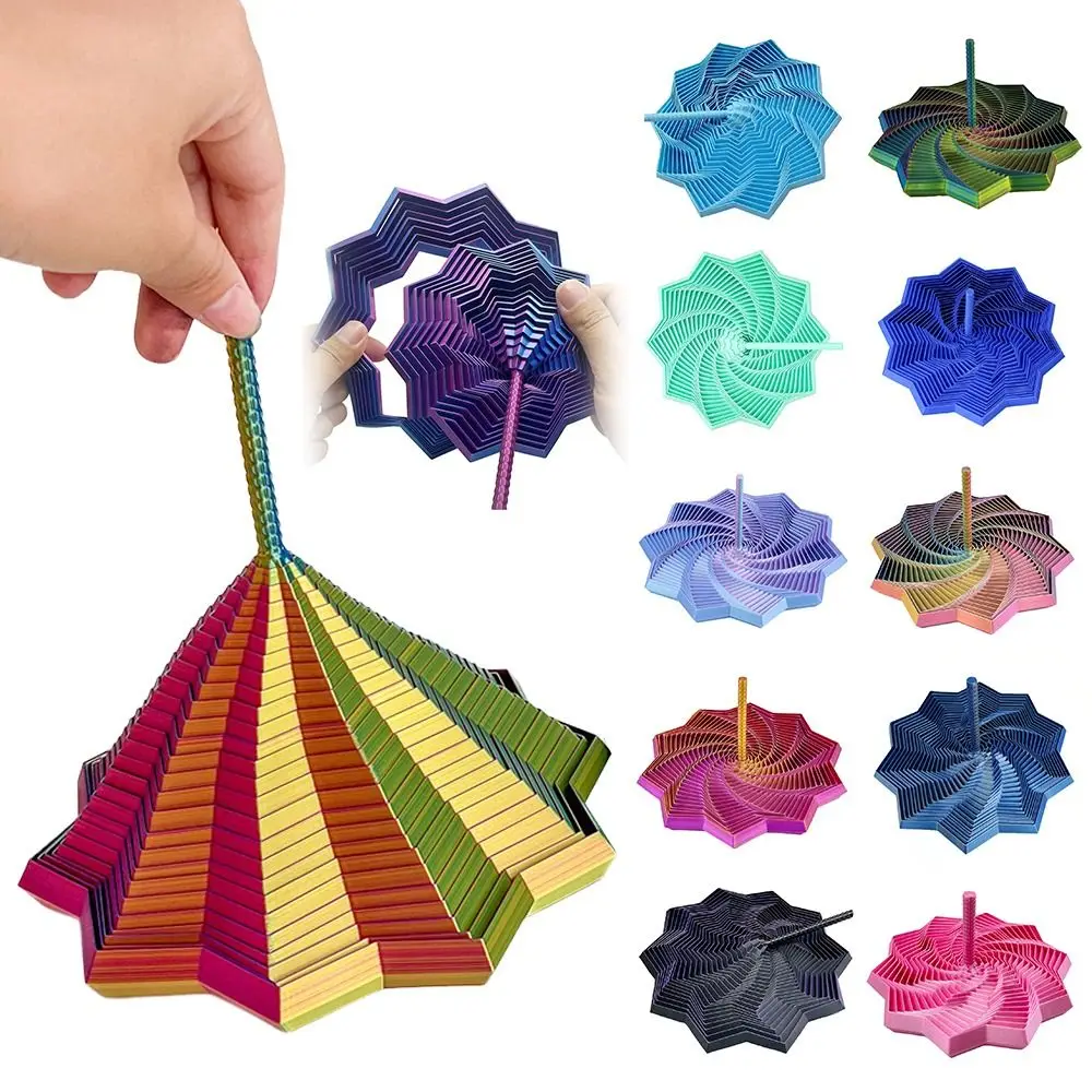 PLA Expanded Sensory Fidget Star 3D Printed with Handles Fidget Toy Stress Relief Whirling Spiral Fractal Fidget Hexagon