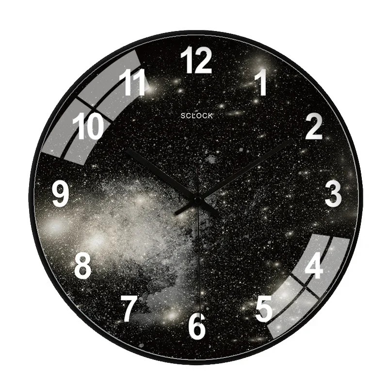 New Starry Sky Wall Clock with Mirror Face Creative Design for Bedroom Decoration Mute Movement Colorful Timepiece 14/12 In
