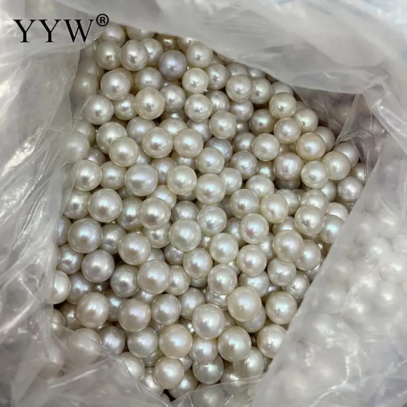 1pcs Natural 7-8mm Cultured Freshwater Pearl Slightly Round Loose Bead No Hole Diy Accessories Wholesale Birthday Gifts