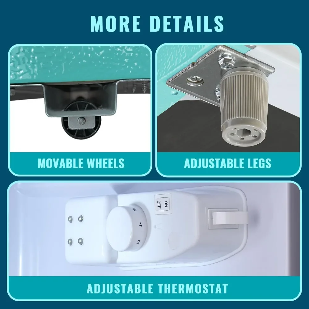 冷凍庫付き小型冷蔵庫、寝室用ミニ冷蔵庫、両開きドア、調節可能な棚、3.5 cu. ft