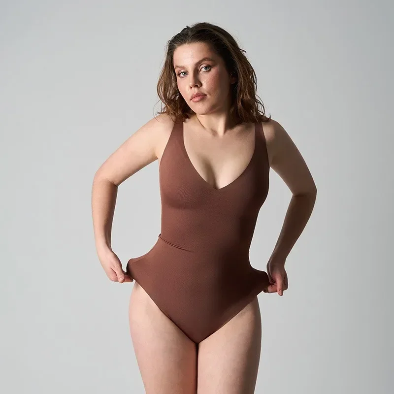 High Strength Seamless V-Neck Bodysuit Crotch Open Back Beauty Design Tummy Control Body Shaper,skin-friendly & Breathable 102 Sab32cc79fcff496085d03af90aa5f0a9C
