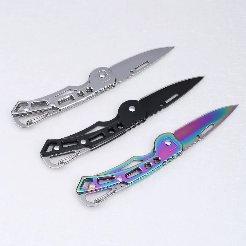 2025 للجنسين بقاء Edc سكين للفرد المحمولة السكاكين الصغيرة المدمجة الفولاذ المقاوم للصدأ أداة تخييم خارجية مع المفاتيح وغمد