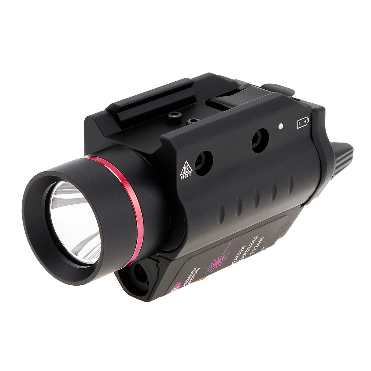 300 Lumens Red Laser Mini Flashlight with 20mm Picatinny Rail Mount, XPG-2 S4 3 Setting Tactical Flashlight