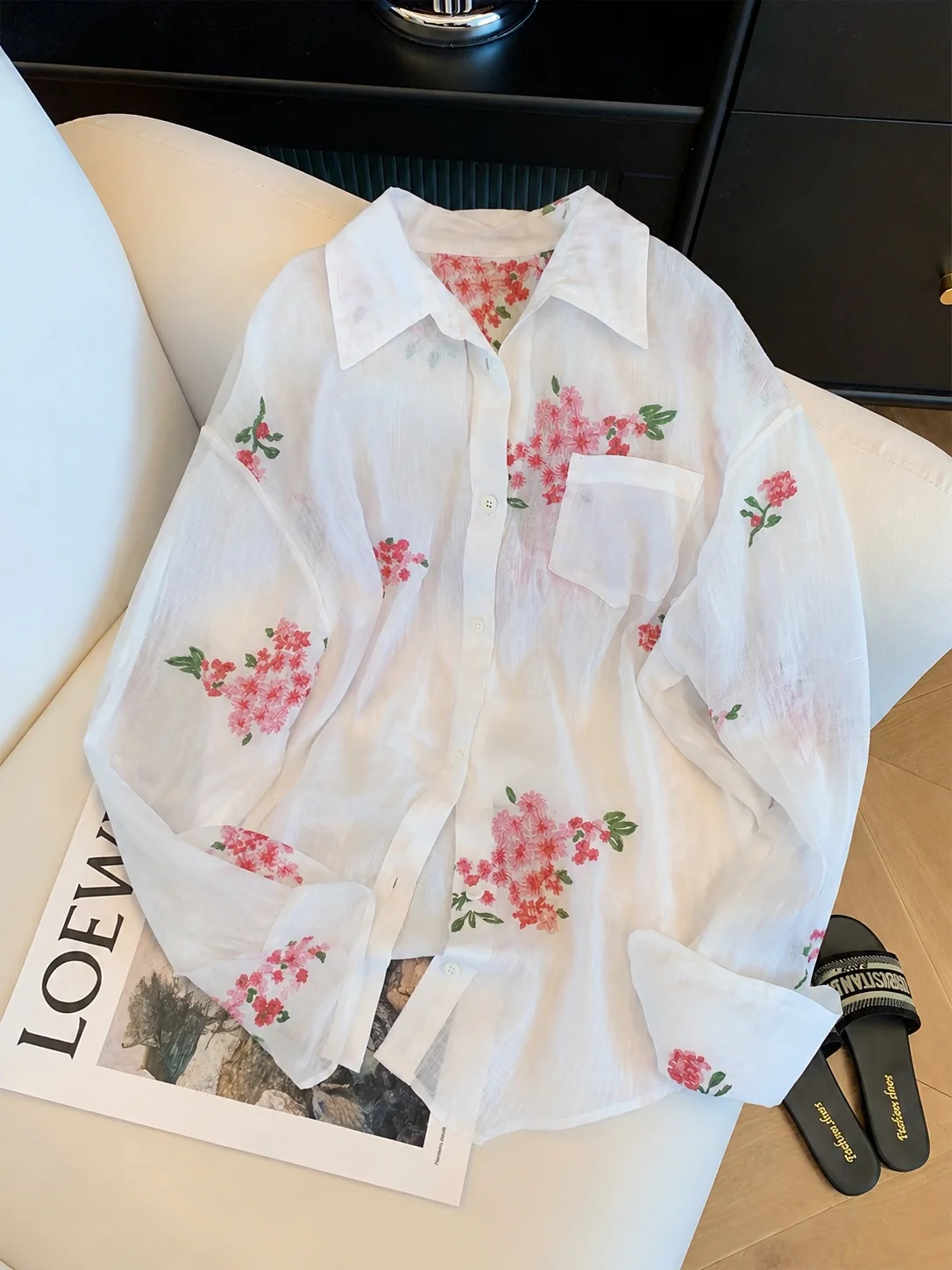 

Lightweight Loose Women's Long Sleeve Shirt Casual Style Summer Fashion Korean Lazy Style Open Cardigan Outerwear Top