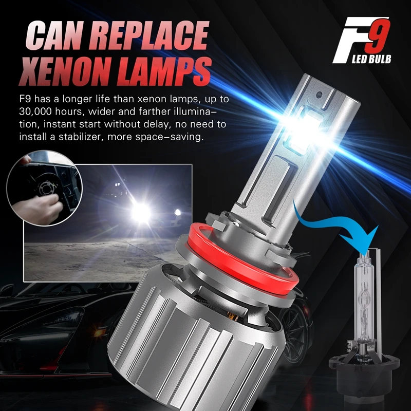 F9 180w H7 LED Bulbs 20000lm Canbus H4 H7 H11 9005 9006 9012 Car Led Headlight Kit Fog Light 6000k H4 Led Car Lamp for Bmw 2pcs