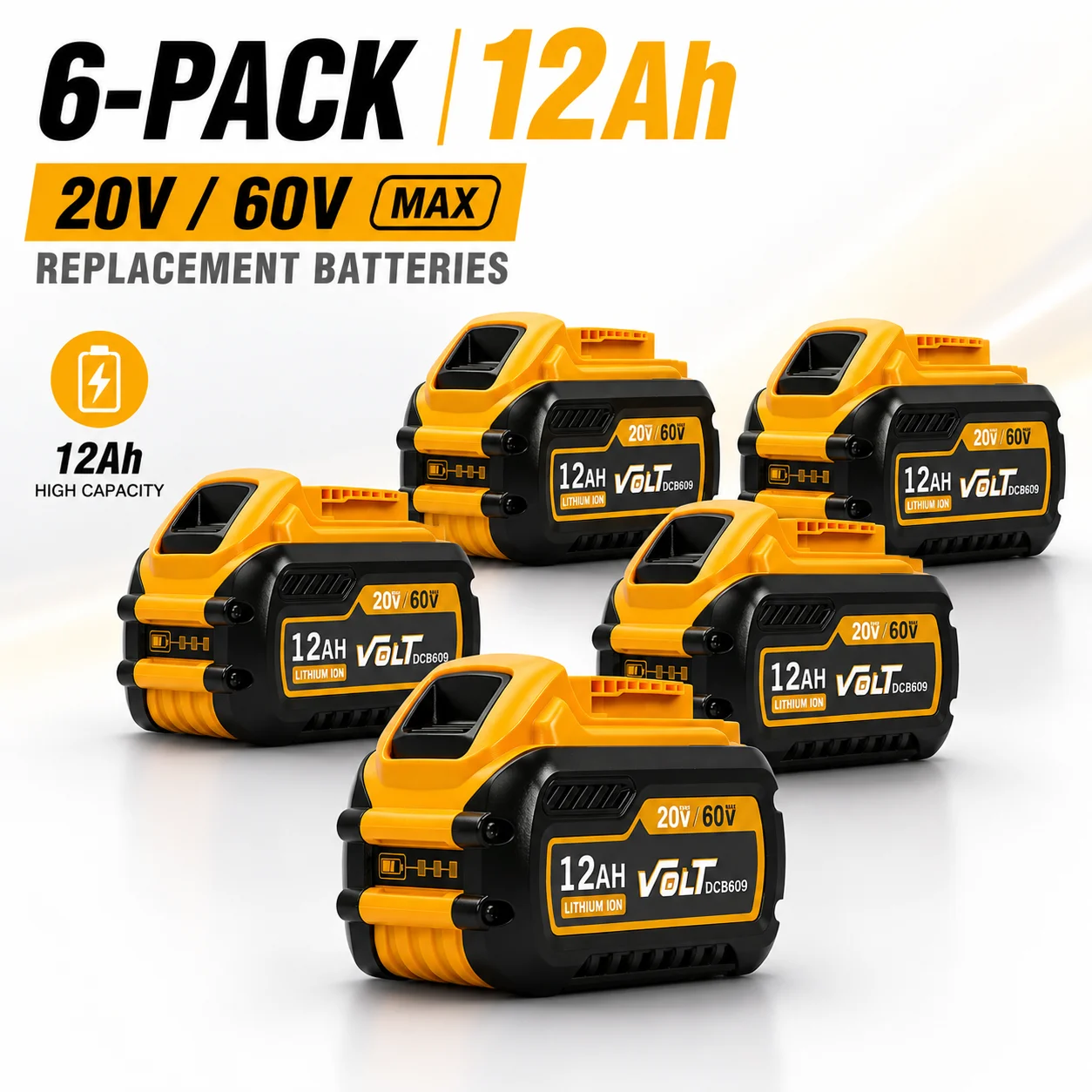 12Ah 20V/60V MAX Replacement Battery Compatible with DEWALT DCB612 DCB606 DCB609 FLEXVOLT Power Tools