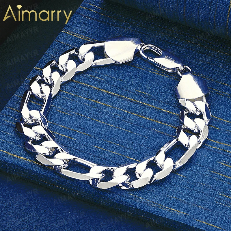 925 Sterling Silver 12mm Twisted Ring Interlocking Bracelet for Women's Banquets and Weddings High-quality Fashion Jewelry