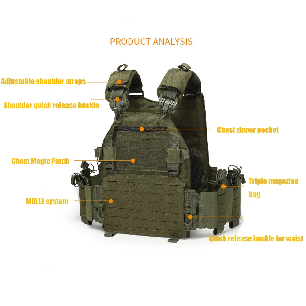 MOLLE Tactical Vest Plate Carrier Protective Adjustable Multifunctional Vest  Airsoft Combat Equipment