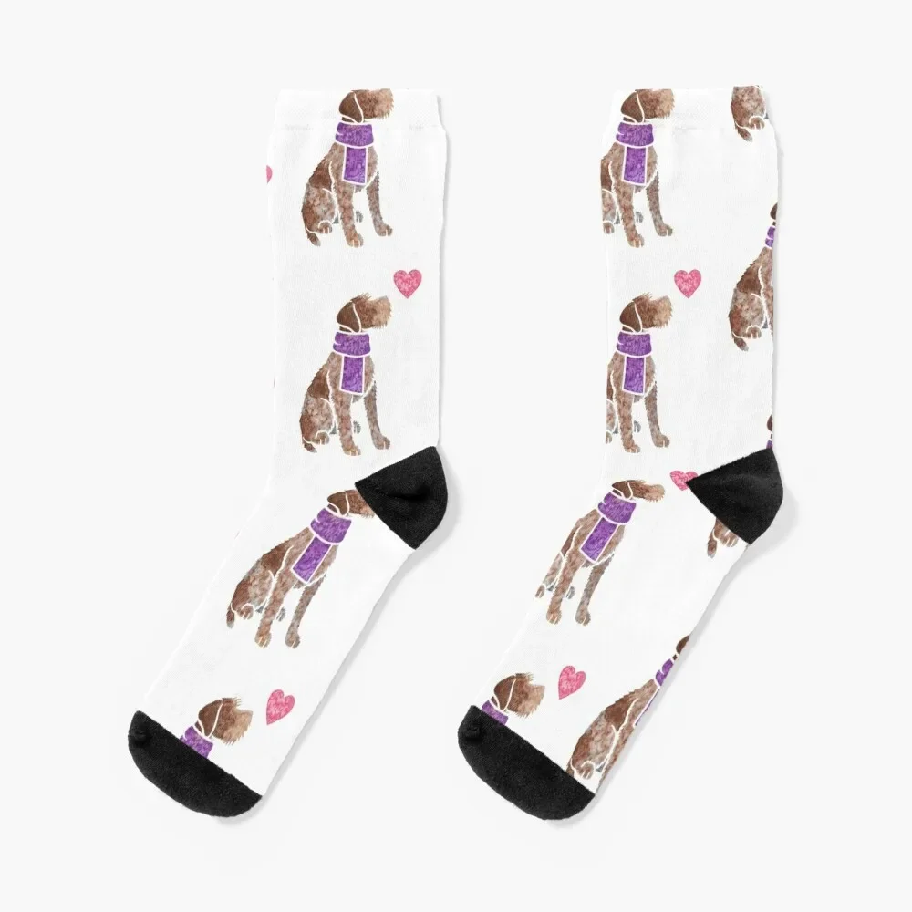 

Watercolour German Wirehaired Pointer dog Socks anti-slip hockey funny gift Socks Male Women's