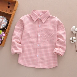 GFMY New Spring Children Shirts Fashion Plaid Turn-down Collar Flannel Fabric Boys Shirts For 3-10 Years Old Kids Wear Clothes