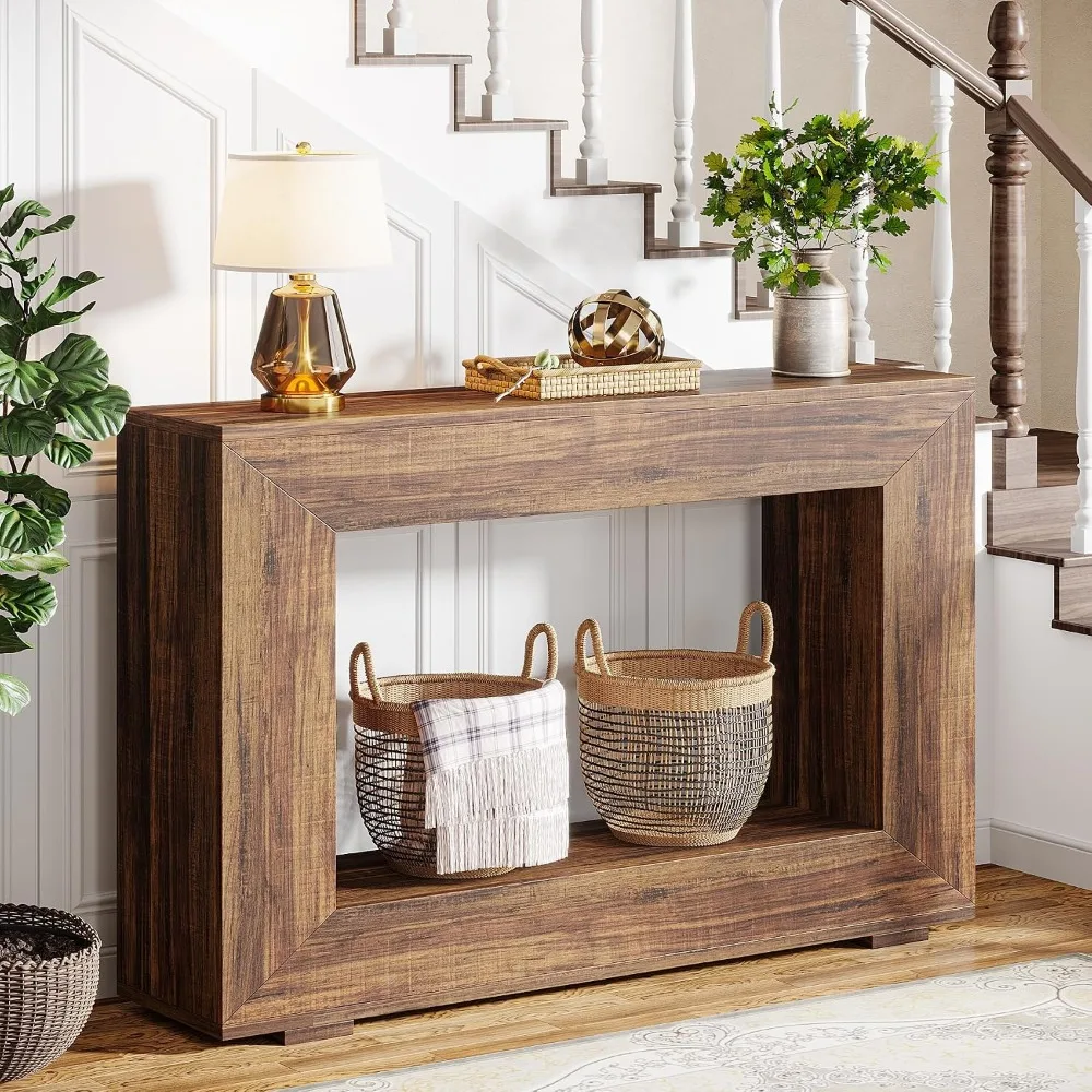 47 Inch Farmhouse Console Table with Storage for Entryway and Living Room view 4