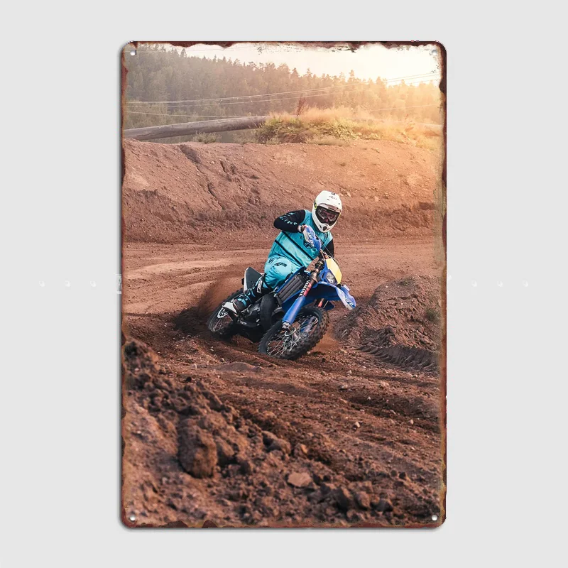 Motocross Rider on Dirt Track Poster Retro Custom Sign Room Decoration Home Decor Club Bar Vintage Posters Indoor Wall Decor