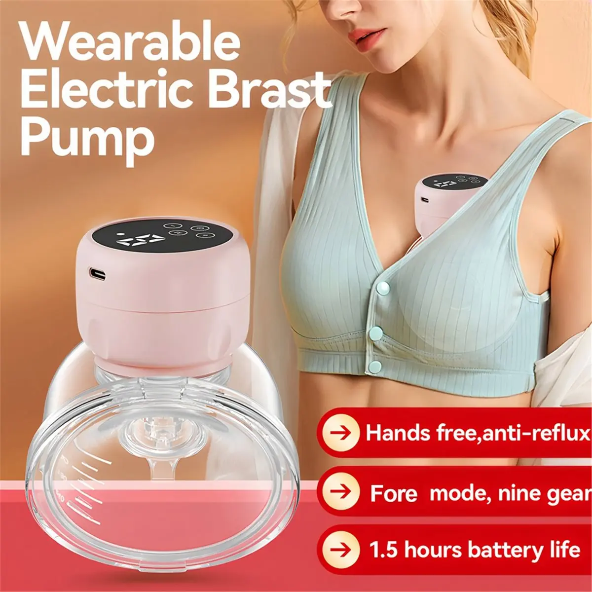 ad11-ウェアラブル電動搾乳器ポータブルハンズフリー搾乳器サイレントコンフォート母乳抽出コレクター-1-個