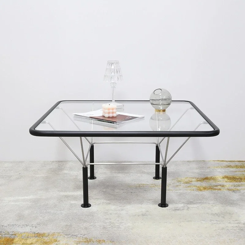 Mesa de centro de vidro medieval simples para sala de estar e escritório