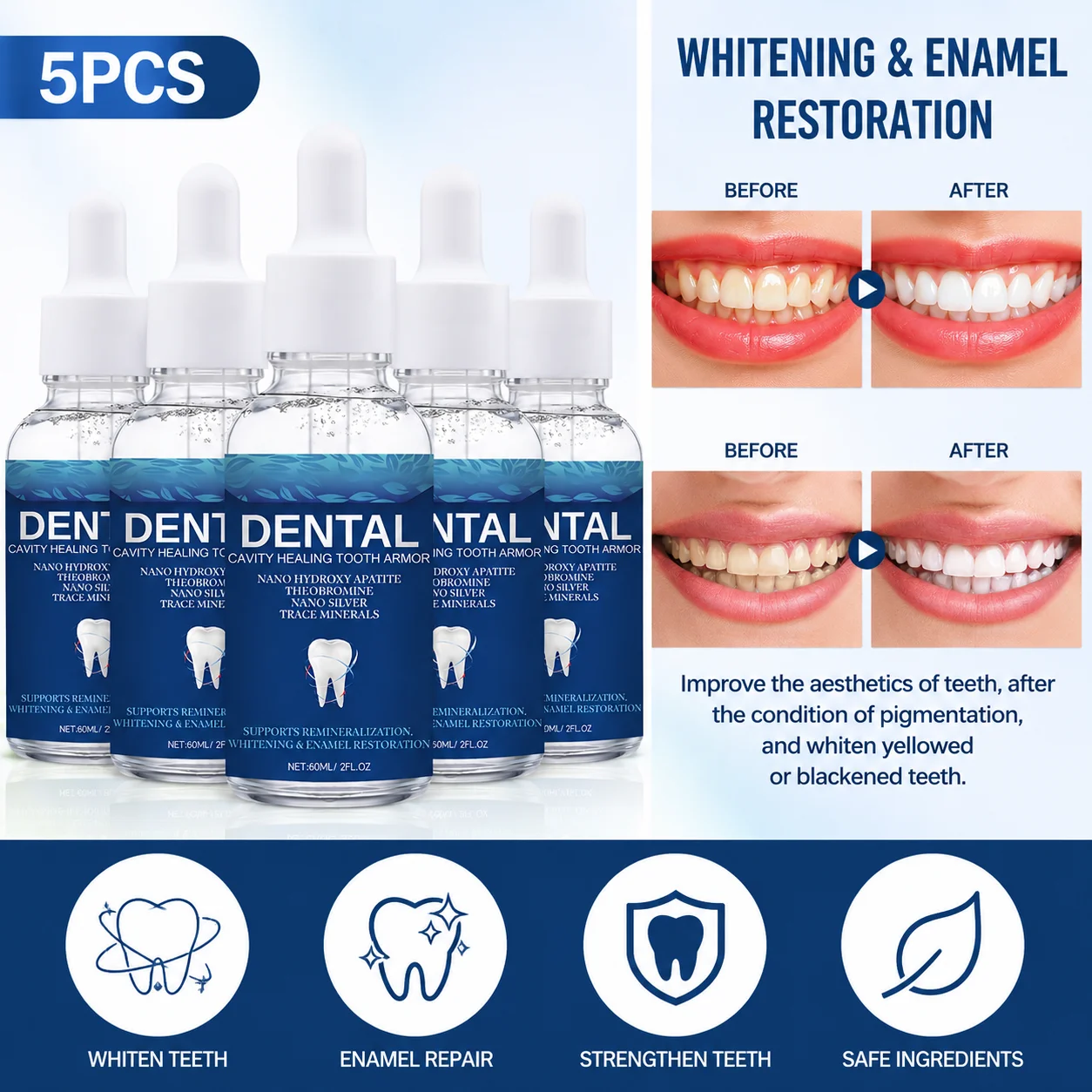 Teeth Whitening Serum - Siero Sbiancante per Denti 60ml con