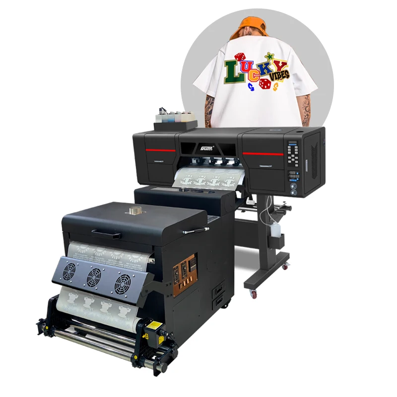 Best selling digital inkjet DTF printer 60cm 24inch clothing printing mahcine with powder shaker dual XP600/i3200 heads