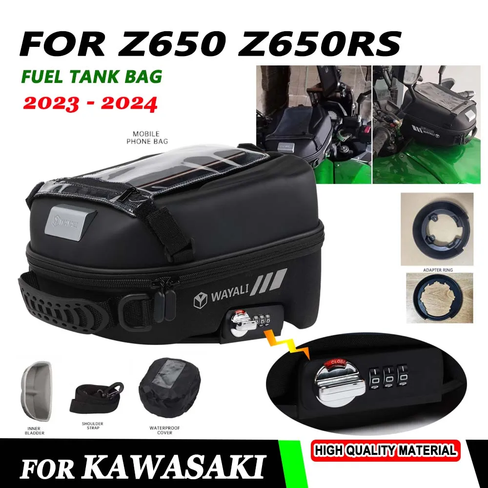 

For Kawasaki Z650 ER650 2023 2024 2025 Z650RS Z650 RS 2022 Accessories Fuel Tank Bag Navigation Tanklock Package Storage Bag