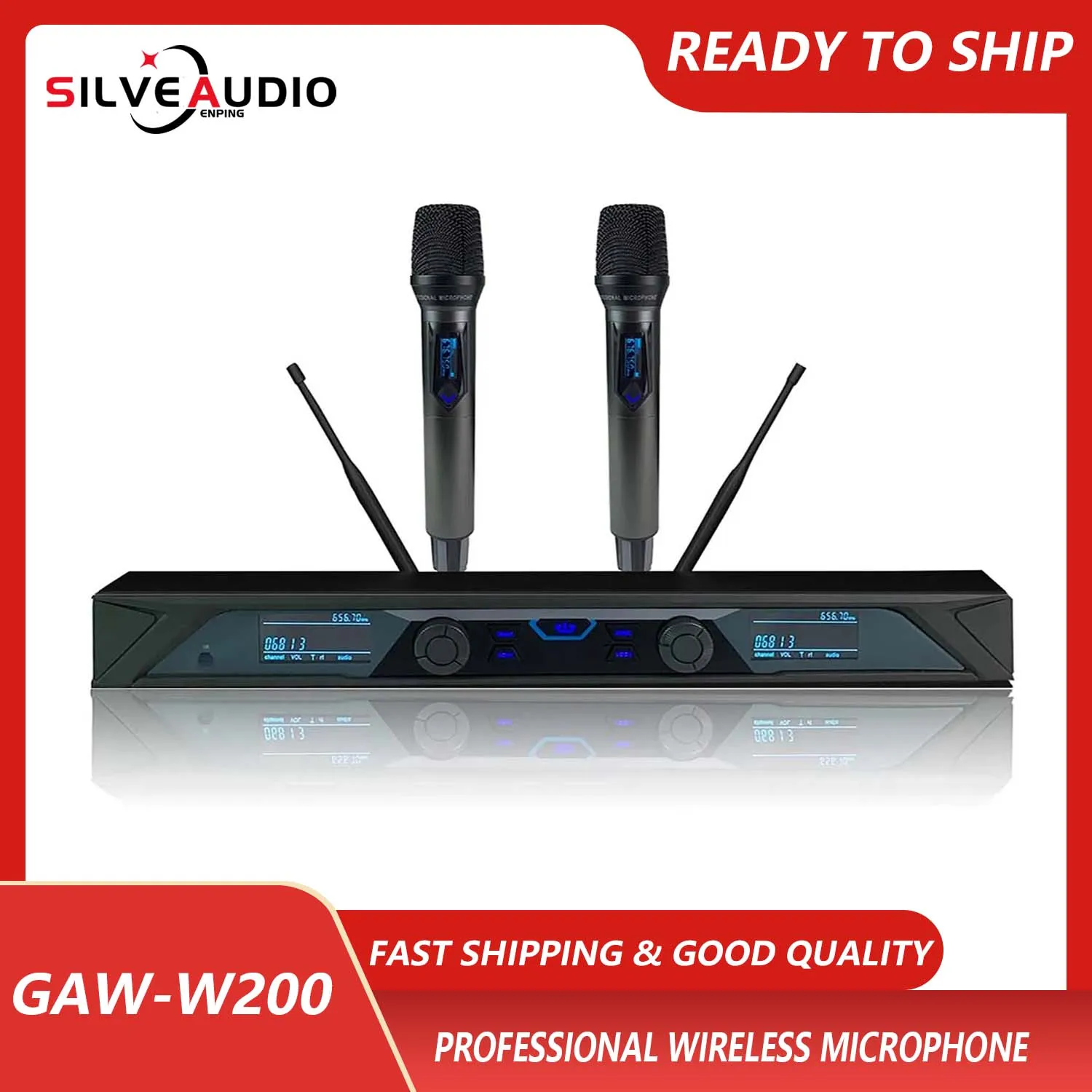 

GAW-W200 2x100 channels UHF Wireless Microphone system 100M Working Distance For Conference Stage KTV