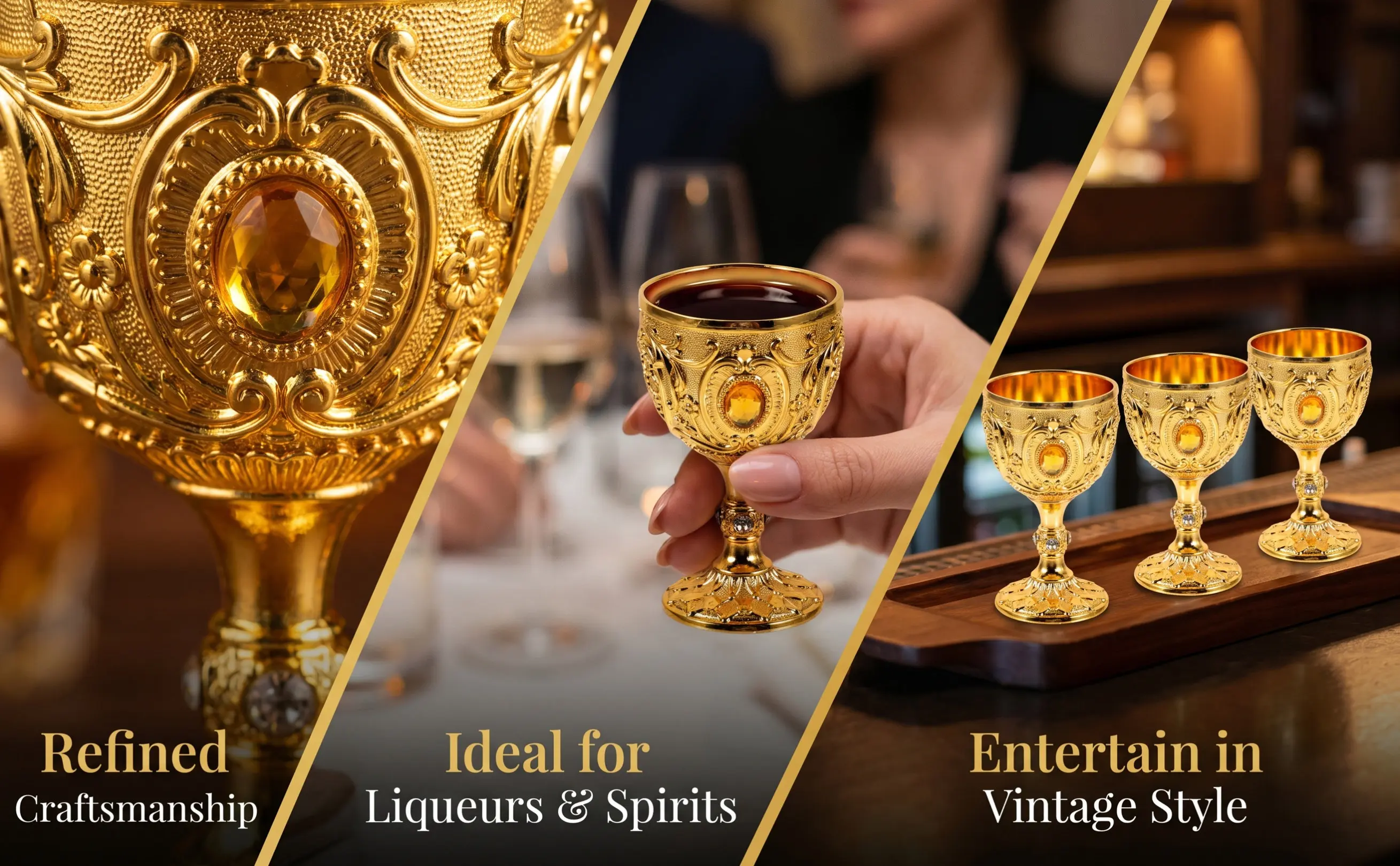 Vintage Metal Wine Cup Small Liquor Cup European Style Engraved Pattern Multifunctional Decorative Drink Accessory