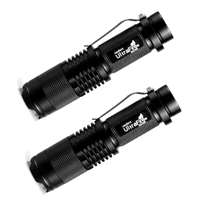 UltraFire 2 Pack SK98 LED Pocket Flashlight 5 Mode Zoomable Mini Flash Light 800 Lumen Portable Handheld Edc Torch for Emergency