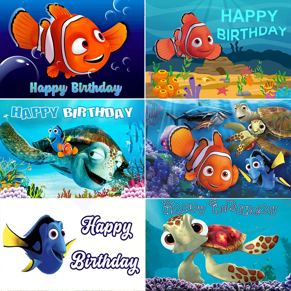 

Custom Finding Nemo Clownfish Marlin Dory Theme Birthday Party Decoration Corals Bubbles Underwater Backdrop Photo Studio Props