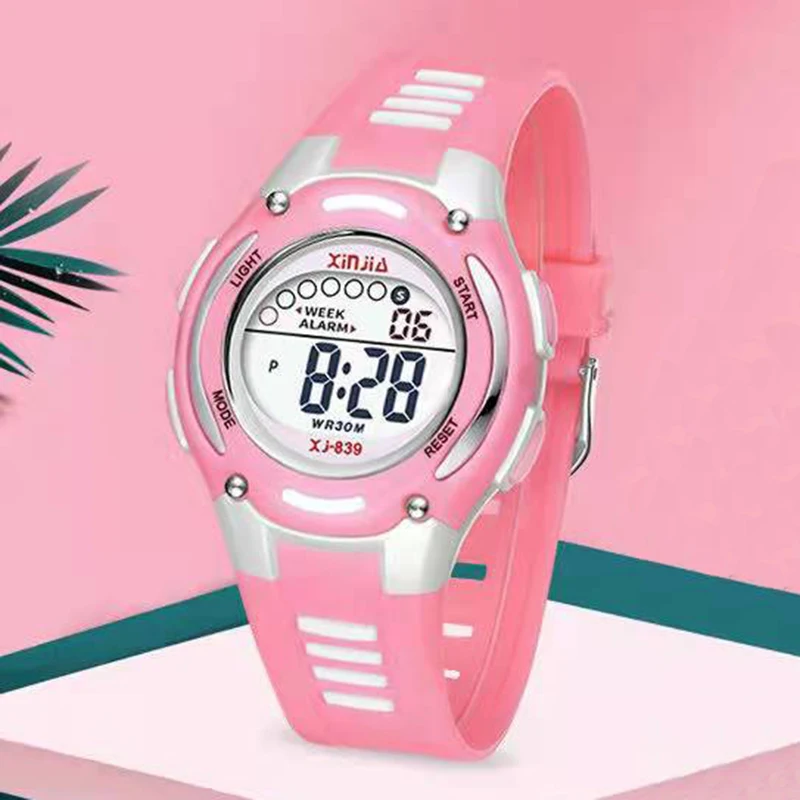 Cute Girls resistenza all'acqua Sport Watch bambini moda nottilucente Display sveglia settimana mostrato orologio ragazzo studente orologio