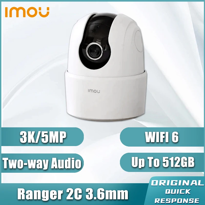 كاميرا IMOU 3K 5MP Ranger 2C WiFi داخلية تتبع تلقائي 360 درجة °   كاميرا PTZ Baby Pet Monitor IP للرؤية الليلية في اتجاهين للمنزل الذكي
