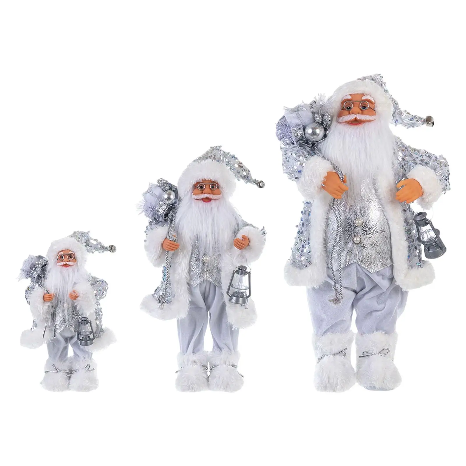 Santa Claus Figurine Shimmering Decoration Santa Claus Christmas Figurine for Window Display Table Desk Indoor Festival New Year