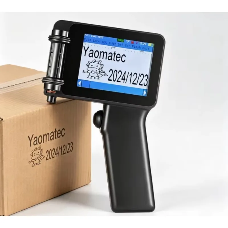 Yaomatec Handheld Inkjet Printer 12.7mm Portable Batch Expiry Date QR Code Coding Machine for Carton Box Packaging Printing