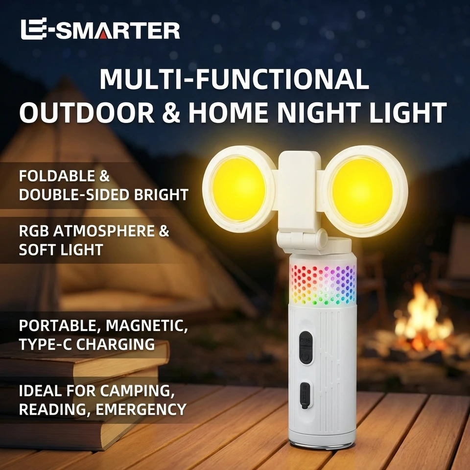 New Outdoor Camping Light Charging 90 ° Foldable Emergency Light Atmosphere Hanging Light with Strong Magnetic Illumination Nigh