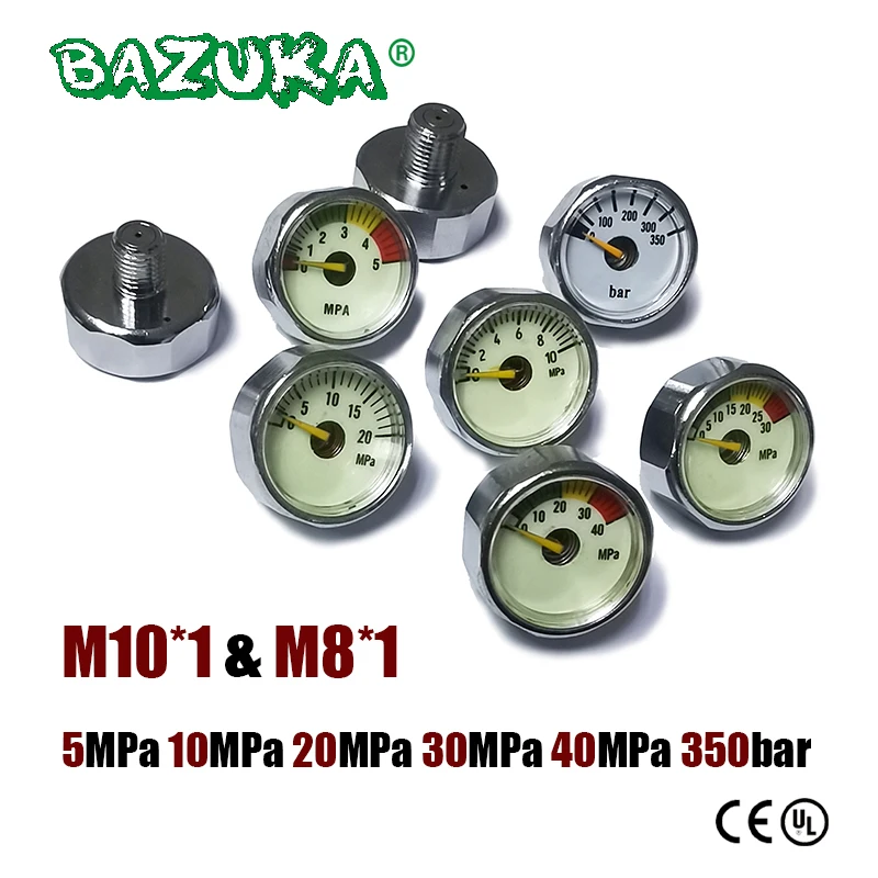 New Mini Gauge Manometre 25mm 1inch High Pressure Hand Pump Valve Accessories Regulator Diving Mountain Climbing M10*1 M8*1