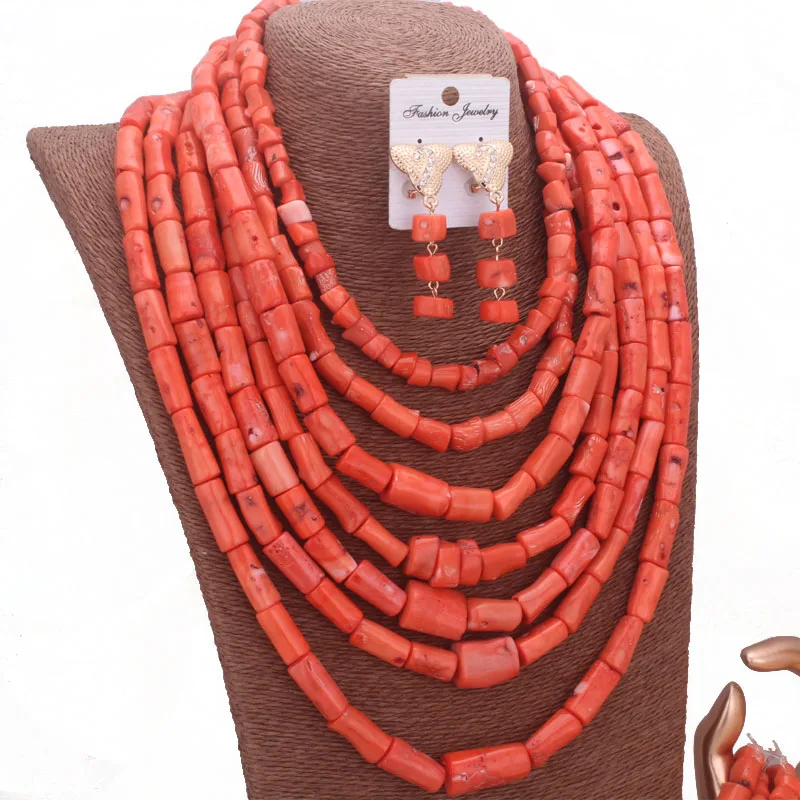 Dudo 8-12mm 7 Layers Genuine Coral Beads For African Traditional Necklace Sets