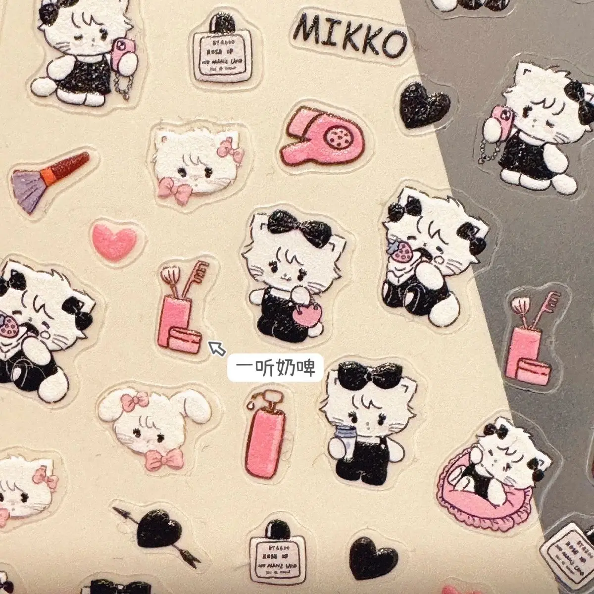 Kawaii mikko adesivos de unhas diy dos desenhos animados alívio 3d à prova dwaterproof água ins doce bonito dos desenhos animados anime caneta titular adesivos presentes da menina brinquedos