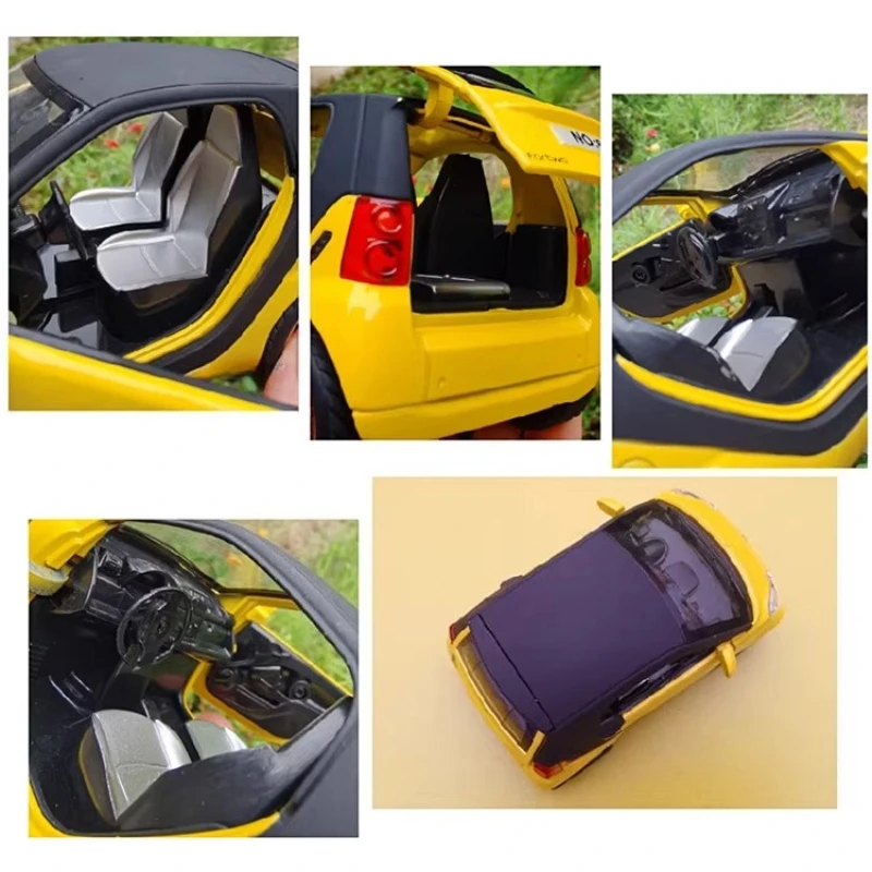 1:32 Smart Mini modello di auto in lega e semaforo con suono e luce tirare indietro carino decorazione giocattolo per auto per ragazzi e ragazze