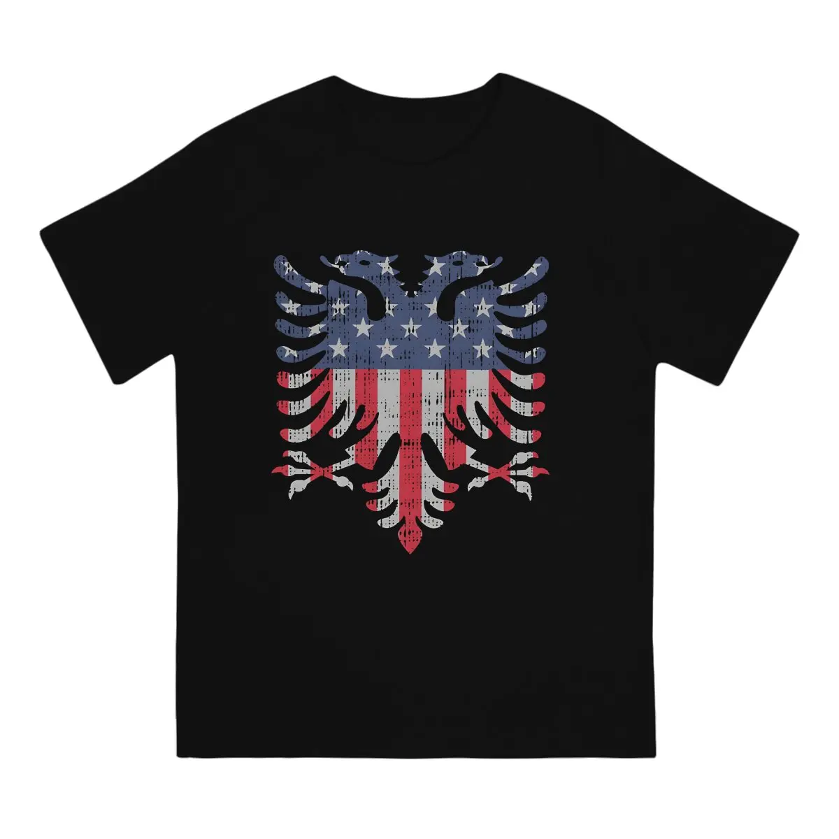 America T Shirt for Men Pure Cotton Casual T-Shirts Round Collar Albanian Eagle Tee Shirt Short Sleeve Clothing New Arrival