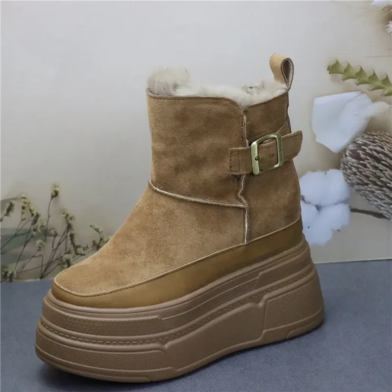 

Женская обувь 12 см, модные зимние ботинки на платформе, элитная плюшевая теплая зимняя обувь для женщин, роскошные дизайнерские ботильоны Botas Mujer